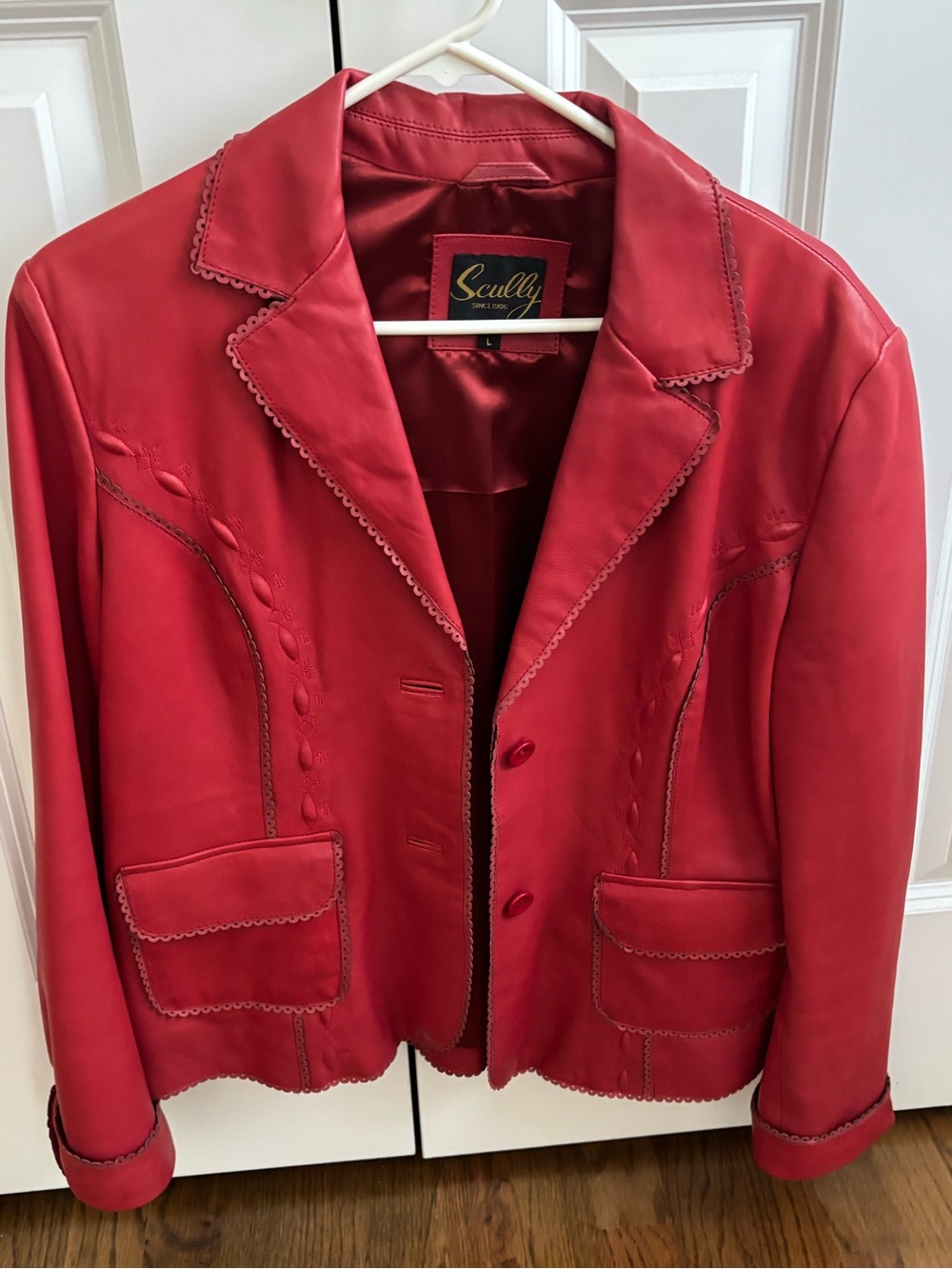 Vintage Scully Vibrant Red Leather Blazer Jacket worn 1 time